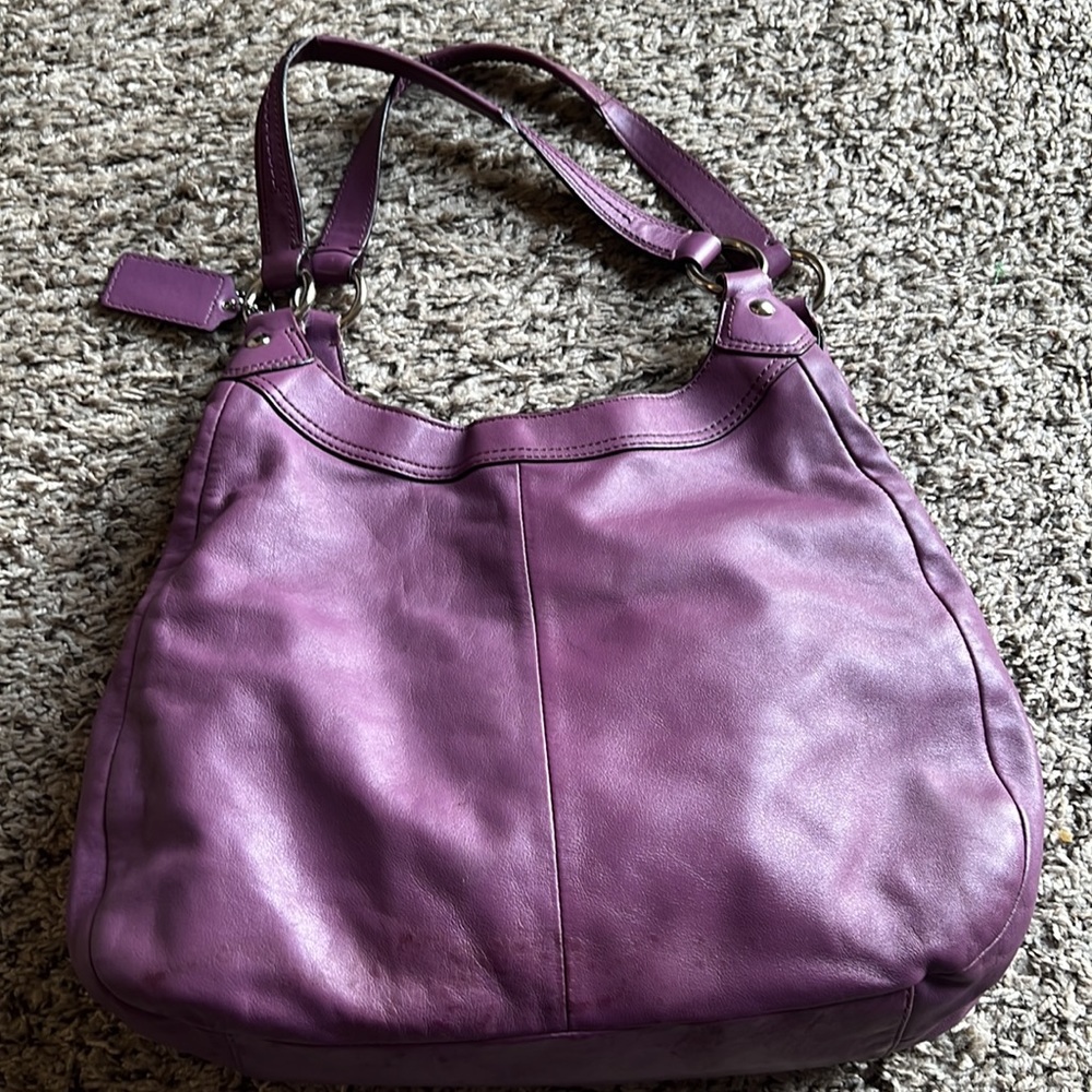 Coach Purple Leather Satchel - Picture 7 of 16